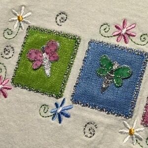 VTG Decorated Originals T Shirt Butterfly Flower Naturecore Cottagecore M Yellow